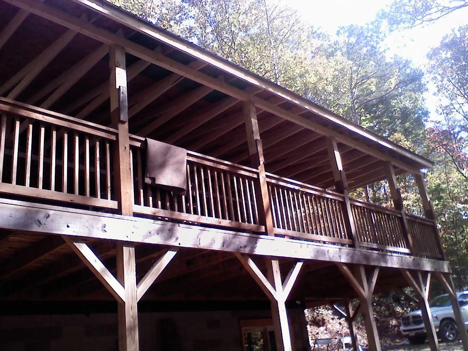 Timber framing under a new elevated porch and deck — Roof Leak Repair in Huntertown by Roofing Brothers